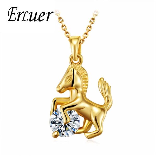 

fashion women horse animal necklaces & pendants girls party silver plated/gold color elegant cubic zirconia jewelry gift pendant