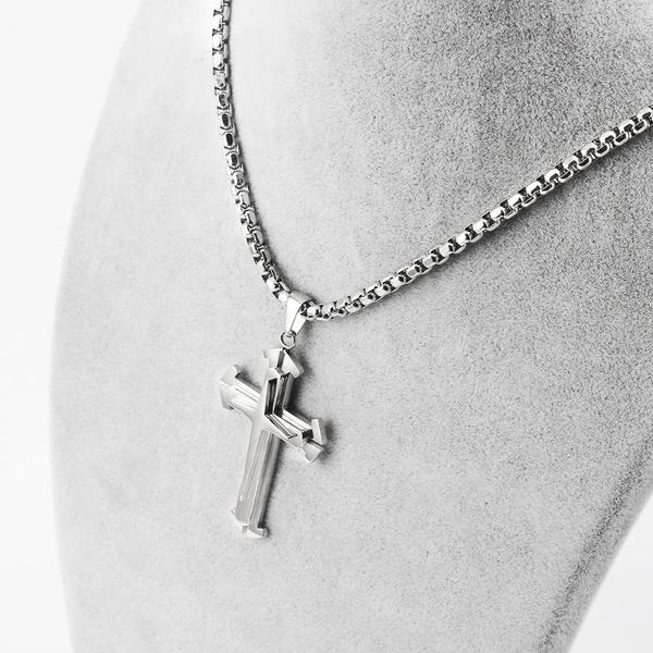 Anhänger Halsketten für Mens Womens Trendy Religiöse Kreuz DIY Schmuck Box Kette 316L Lange Choker Square Pearl Ketten Zubehör