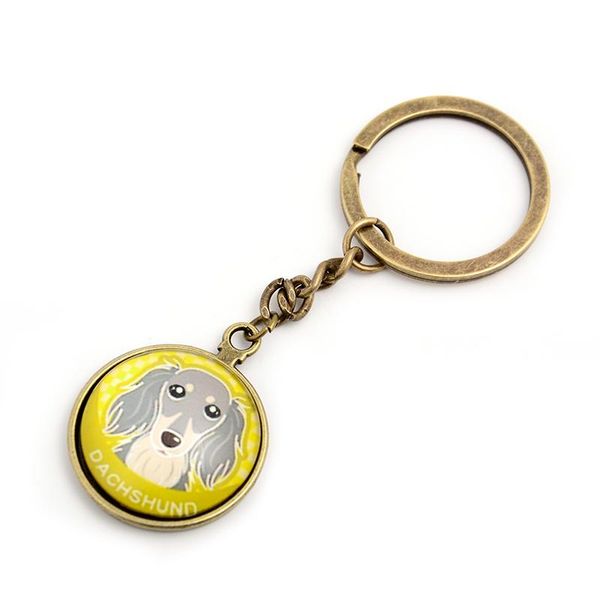 

keychains fashion glass metal dachshund key buckle lovely pet dog ring diy charm pendant chain women jewelry gift car holder, Silver