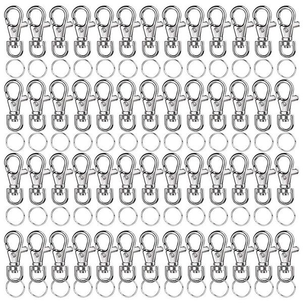 

hooks & rails 160pcs metal swivel clasp lanyard snap hook with key ring for lanyard, key, charm, jewelry, art crafts