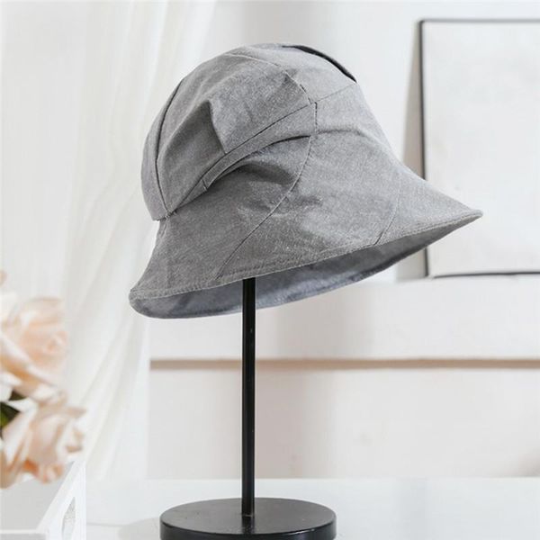 

wide brim hats summer foldable bucket hat women outdoor sunscreen cotton fishing hunting cap basin chapeau sun prevent, Blue;gray