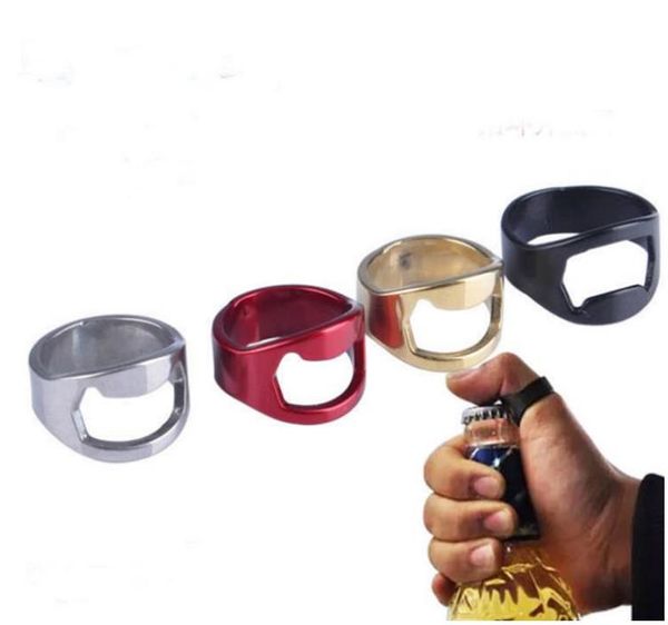 Apribottiglie portatile con anello da dito colorato in acciaio inossidabile per bar da birra Bomboniere SN3090