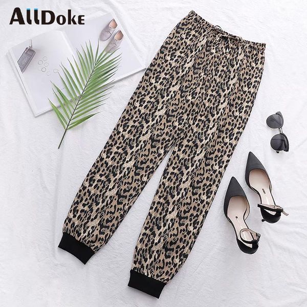 

women's pants & capris alldoke summer casual leopard women drawstring high waist trousers sweatpants streetwear ladies harem femme, Black;white
