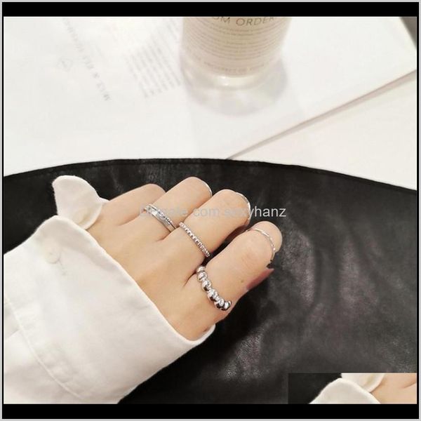 

band jewelry drop delivery 2021 2021 vintage sier gold color mini knuckle rings for women 7pcs/set sets bohemian geometric twisted ring ydg4, Silver