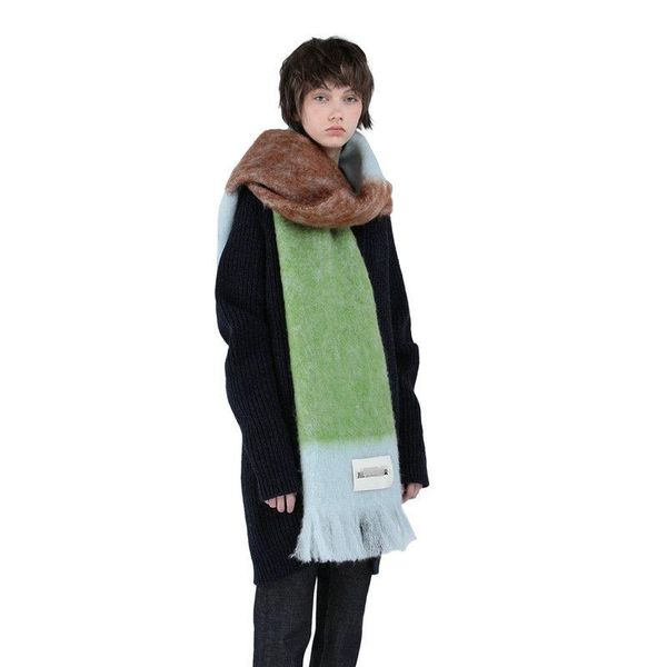 

scarves color matching cashmere super soft hair scarf with warm shawl and neck, Blue;gray
