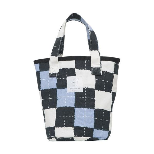 

evening bags retro plaid print large-capacity shopping bag women's canvas bucket fashion luxury handbag shoulder