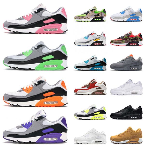 

2021 arrival sports running shoes cushions 90og rose volt green mens women total orange yellow camo triple white 90s trainers sneakers 36-46