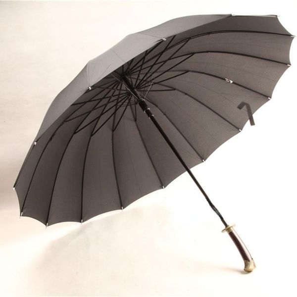 

umbrellas japanese business long handle uv outdoor beach black windproof katana umbrella designer guarda chuva rain gear zp58ys