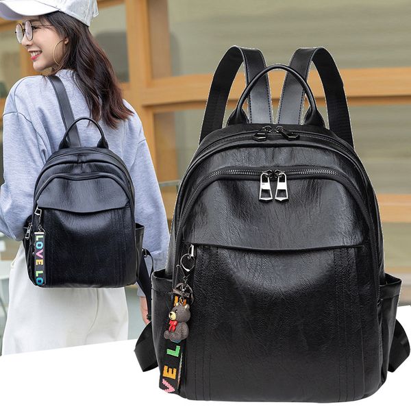 

double shoulder bag easy to take more frequently 2021 spring and summer new soft leather anti-theft backpack women's large capacity