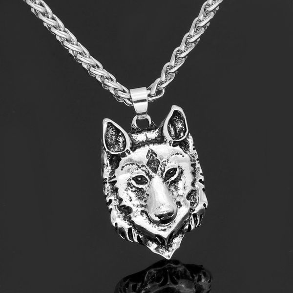 

viking pirate odin celtic wolf head necklace pendant tide jewelry amulet, Silver