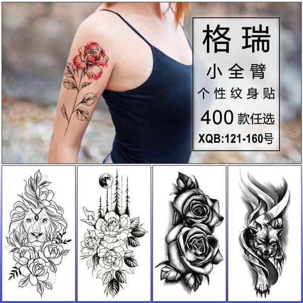 

tattoo paste small full arm temporary flower sticker sketch lion