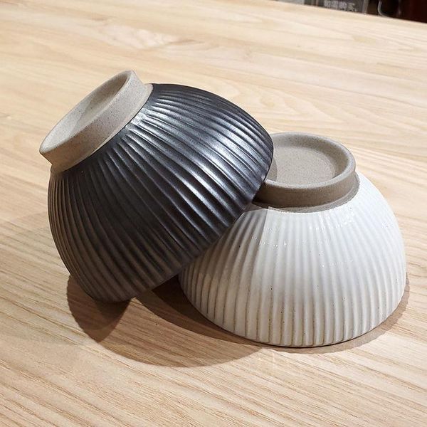 

bowls household rice bowl vertical frosted ceramic microwave set kitchen chinese