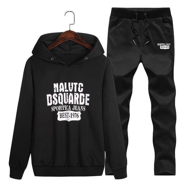 

tracksuits autumn long men's sleeve sports hooded sweater set slim sportswear two piece casual suit, Gray