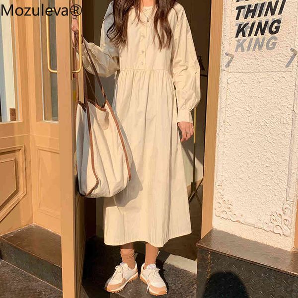 

women spring dress vintage elegant with button a-line solid puff sleeve lace voile mesh long vestidos 210427, Black;gray