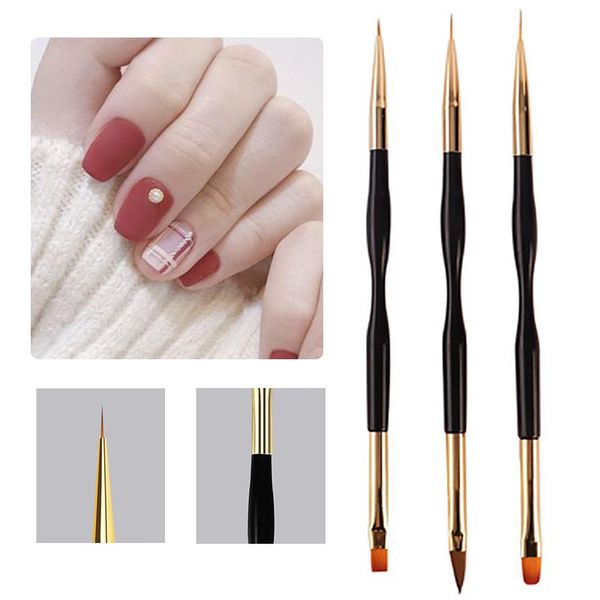 

nail brushes 1pc double end brush painting drawing lines pen 3d tips diy uv gel flowers design art books salon manicure tools, Yellow