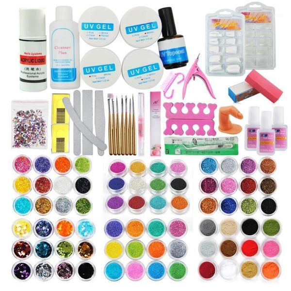 

manicure set kit nail gel colors uv tools art extension diy salon1