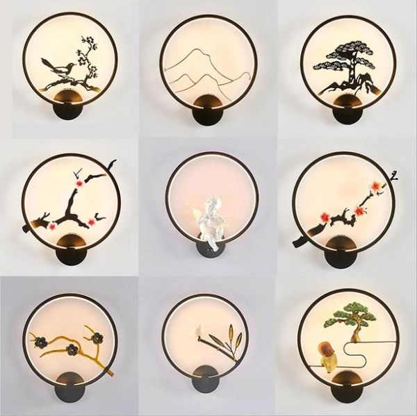 

chinese style wall lamp retro zen living room background