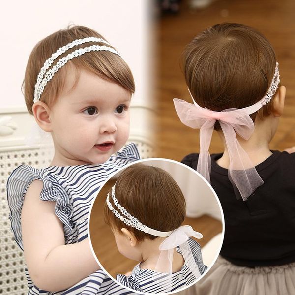 

hair accessories baby girls headband headwear infant gift kids toddler floral born flower lace crystal hairband children, Slivery;white