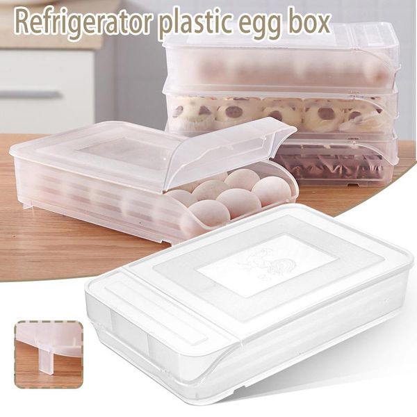 

storage bottles & jars egg holder with lid auto scrolling down multifunctional tray fridge food container adjustable slope design benl889