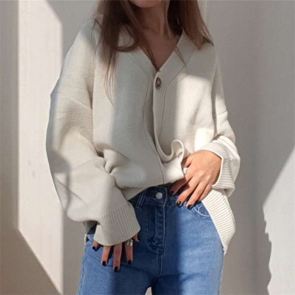 

colorfaith winter spring women's sweaters v-neck buttons cardigans oversized fashionable korean lady knitwears swc18190 210929, White;black