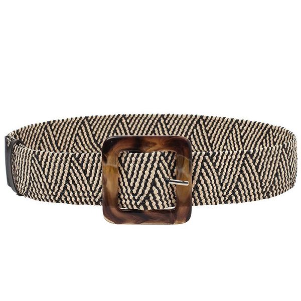 

belts woven belt buckle fashion ladies casual dress straw black strips, Black;brown
