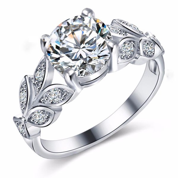 

classic engagement cluster rings for women men aaa white cubic zircon female rhinestone wedding band cz ring jewelry, Golden;silver
