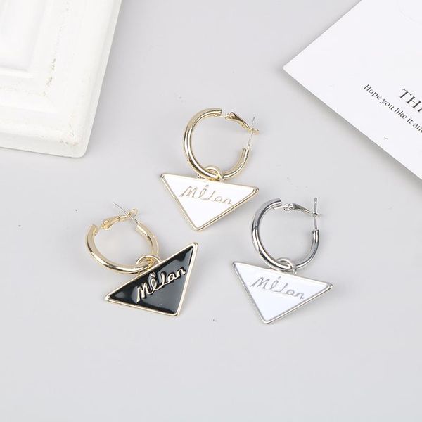 

hoop & huggie hip-hop personality retro jeremy triangle earrings geometric trend net red, Golden;silver