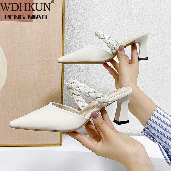 

summer mules shoes women slides natural patent leather crystal strange style heels transparent buckle slippers, Black