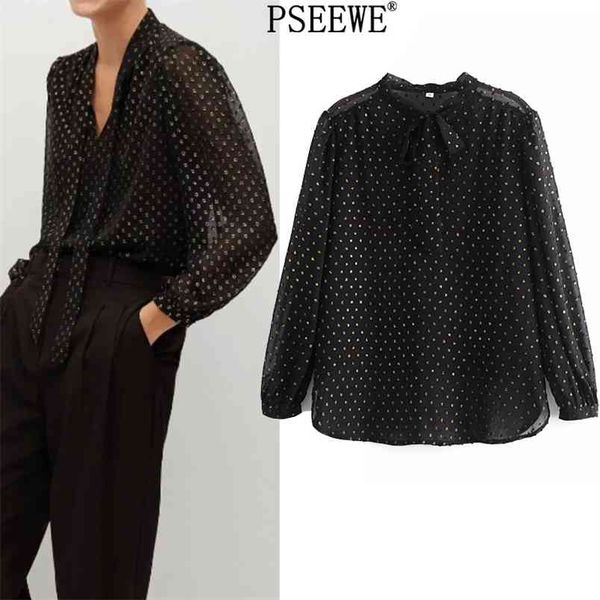 

black chiffon women blouse spring fashion appliques semi sheer long sleeve female with lining elegant blouses 210519, White