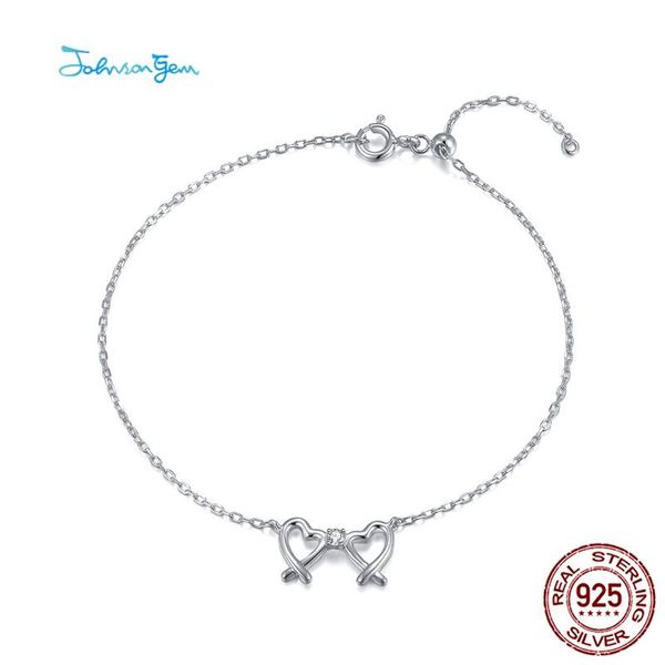 

link, chain 925 sterling silver heart to bracelets for women fashion jewelry crystal zircon stamp adjustable tail, Black