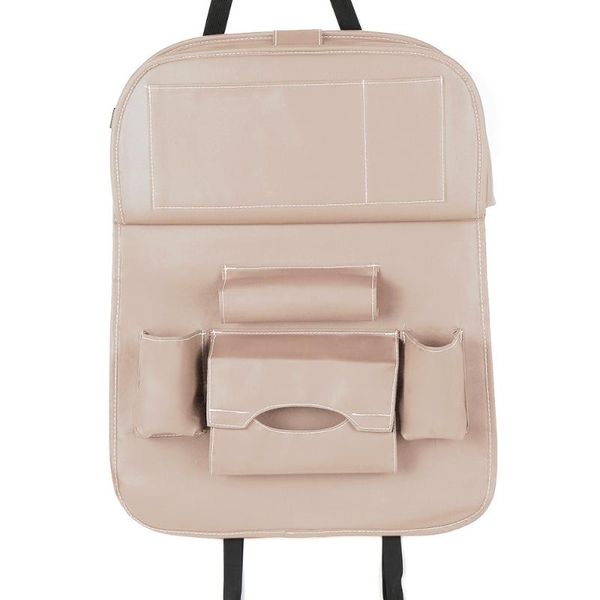 

car backseat organizer pu leather auto back seat cushion for kids beige