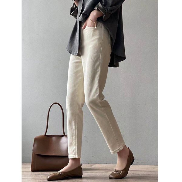 

women's jeans 2021 korean spring white female loose casual high waist thin straight black pants, Blue