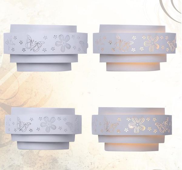 

wall lamps morden minimalist butterfly flower carved led e27 light,white stereoscopic iron cover mirror front /bedroom kits
