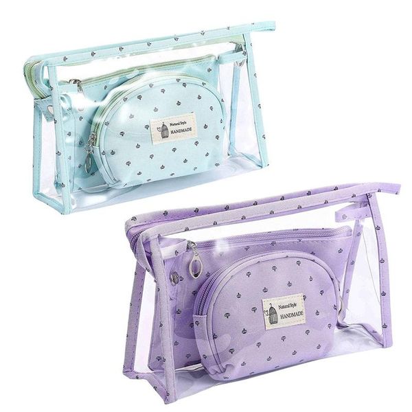 

portable cosmetic bags set of 3 different sizes makeup and toiletry pouch purse bag for travel or daily use & cases