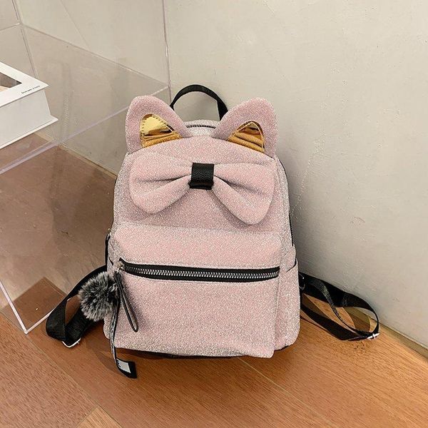 

school bags bowknot backpack for teenage girls child book cattoon cute 2021 cat leisure bag animal shape