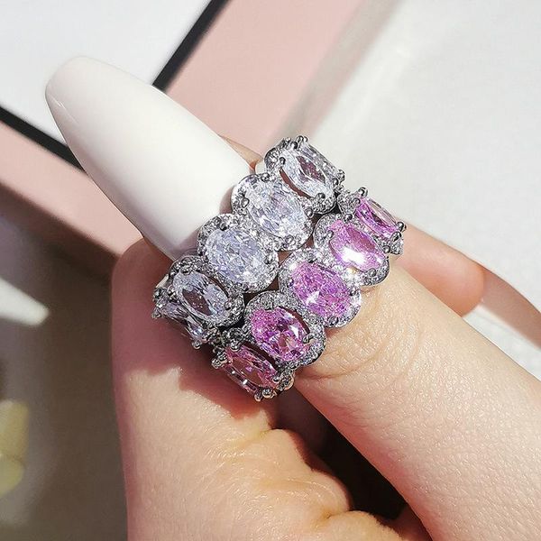 

cluster rings 2pcs per set pack pink black green 925 sterling silver wedding band eternity ring for women gift finger lots jewelry r4574, Golden;silver