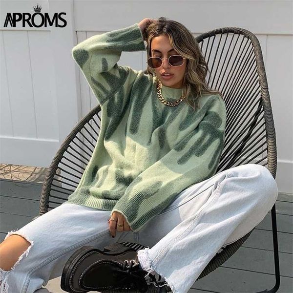 

aproms multi striped knitted soft sweater autumn winter long jumpers oversized pullovers streetwear loose outerwear 211011, White;black
