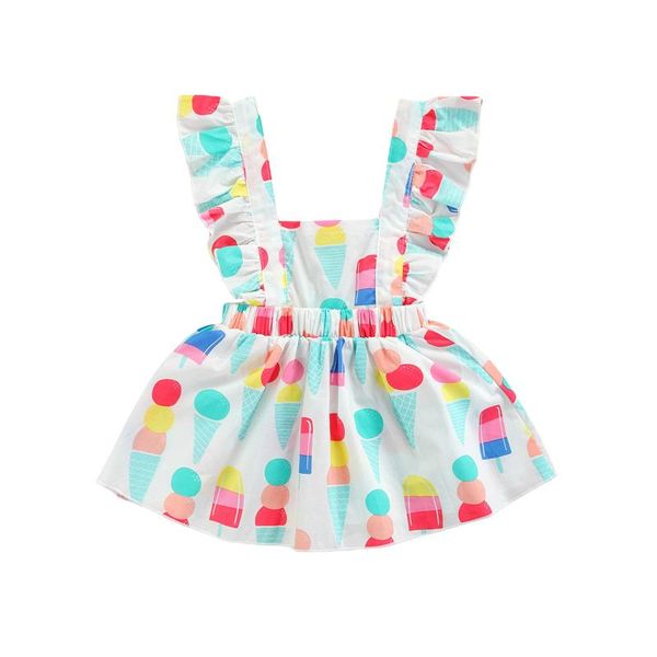 

girl's dresses 2021 summer breathable little girls dress children sweet style creative ice cream printing sleeve princess sundress, Red;yellow