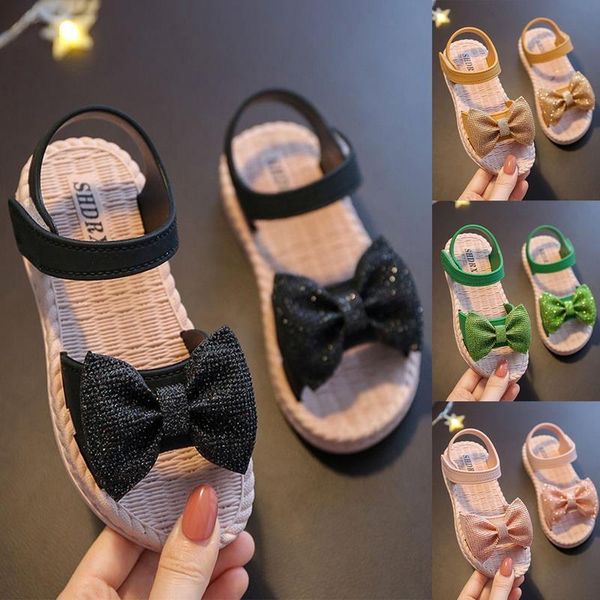 

sandals toddler infant kids baby girls party princess shoes children bowknot beach children's performance, Black;red