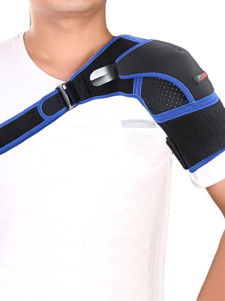 

back support four-direction adjustable breathable shoulder brace guard men and women universal gym sports strap, Black;blue