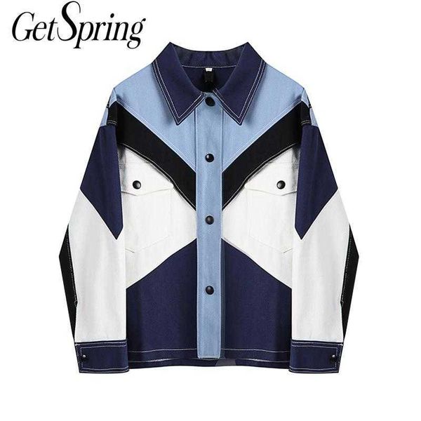 

getsring women coat color matching casual coats jackets irregular vintage fashion 210601, Black;brown