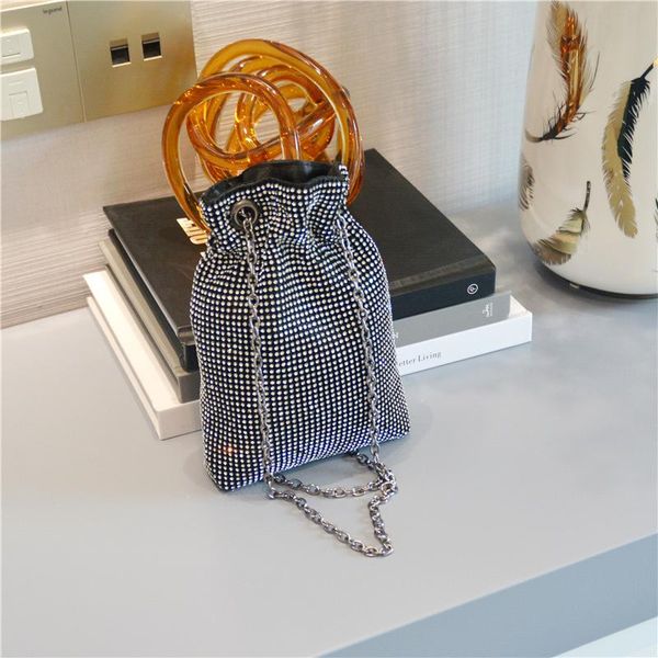 

evening bags fashion women rhinestone bucket luxury woman bag female shoulder dinner/party handbags ladies messenger