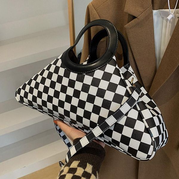 

evening bags plaid pu leather geometry big crossbody bag for women brand totes 2021 winter designer shoulder handbags lady party clutch purs