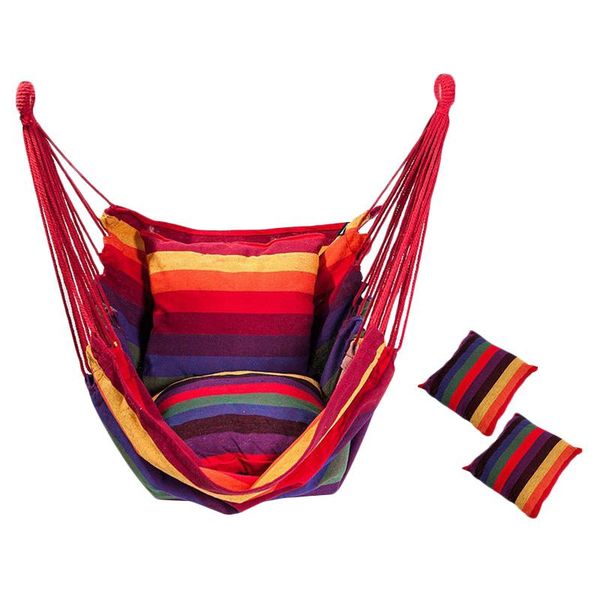 

hammock chair hanging swing seat with 2 pillows for indoor, outdoor, garden (rainbow) fishing accessories