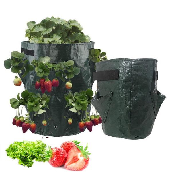 

planters & pots 3 gallon pe fabric strawberry planter grow bag seedling garden wall hanging flower outdoor tomato planting container