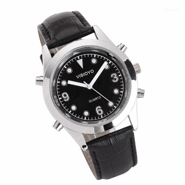 

french talking watch with alarm,black dial tfsb-23f wristwatches, Slivery;brown
