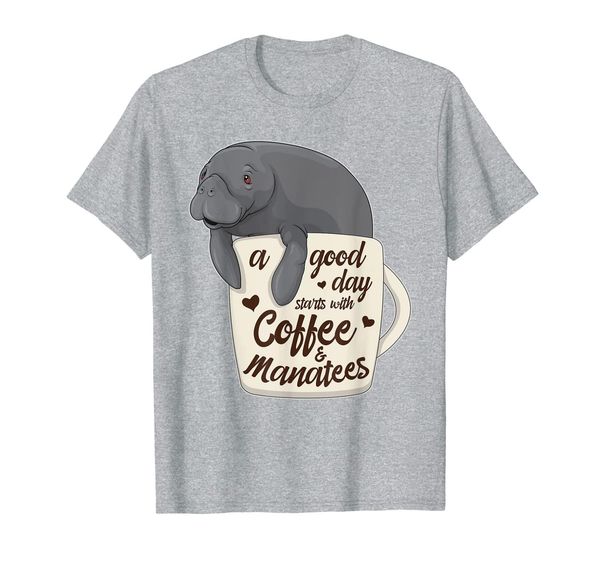 

dugong manatee in coffee mug cute cappuccino sea cow t-shirt, White;black