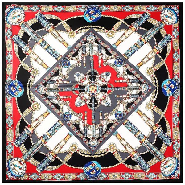 

scarves 130cm 100% twill silk luxury wand print square scarf women brand hijab shawl design bandana foulard pashmina, Blue;gray