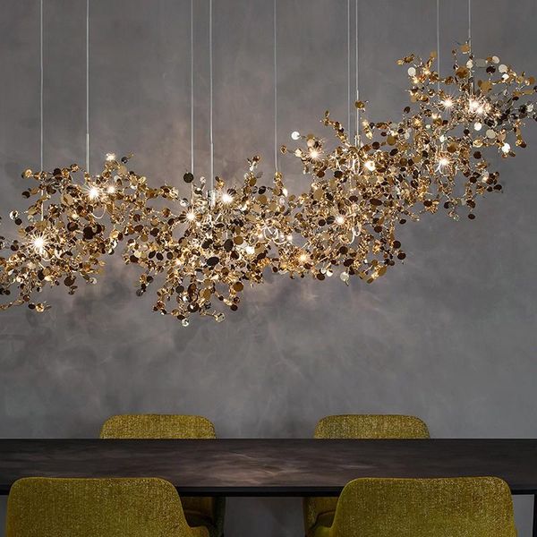 

chandeliers nordic creative led chandelier gold/chrome bedroom restaurant lighting hanging fixtures stainless steel dining room bar lamp g9