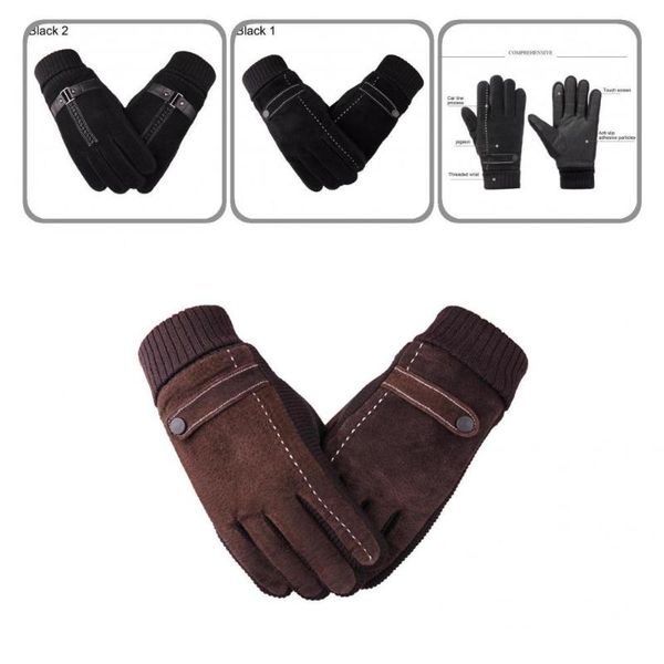 

ski gloves non-shrink 1 pair terrific skin-friendly breathable cycling faux leather winter thermal for climbing
